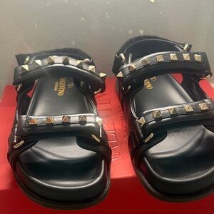 Valentino Garavani Rockstud Sandals (with Gold Studs)